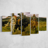 Viktor Vasnetsov Canvas Wall Art Bogatyrs Warrior Knights, Multi Panel Canvas Print Wall Art Decor, 5 Mixed Panel