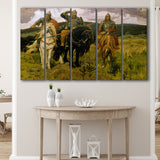 Viktor Vasnetsov Canvas Wall Art Bogatyrs Warrior Knights Fine Art Print, Extra Large Multi 5 Panel Canvas Print Wall Art Decor