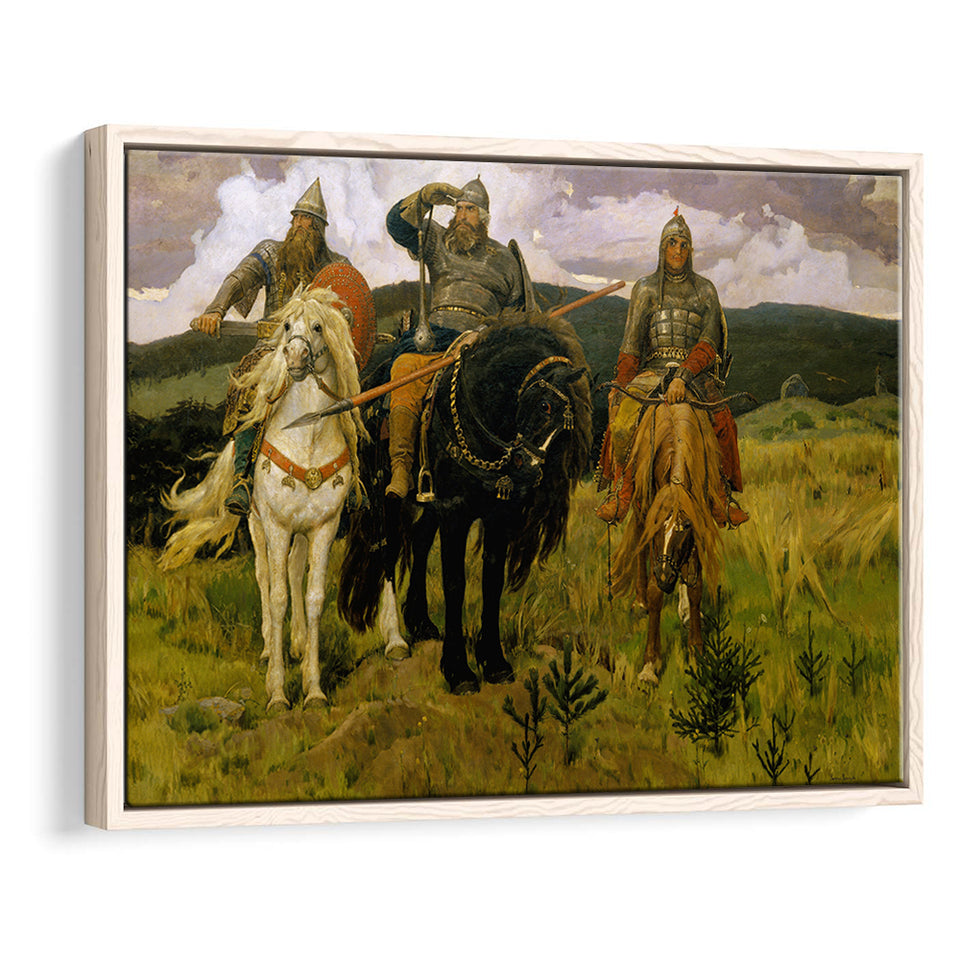 Viktor Vasnetsov Canvas Wall Art Bogatyrs Warrior Knights Fine Art Print, Framed Canvas Print Wall Art Decor,Floating Frame