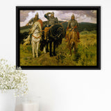 Viktor Vasnetsov Canvas Wall Art Bogatyrs Warrior Knights Fine Art Print, Framed Canvas Print Wall Art Decor,Floating Frame
