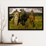 Viktor Vasnetsov Canvas Wall Art Bogatyrs Warrior Knights Fine Art Print, Framed Canvas Print Wall Art Decor,Floating Frame