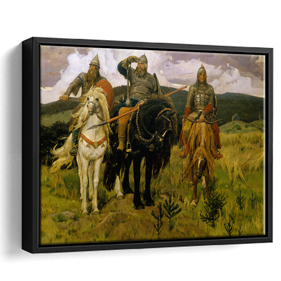 Viktor Vasnetsov Canvas Wall Art Bogatyrs Warrior Knights Fine Art Print, Framed Canvas Print Wall Art Decor,Floating Frame