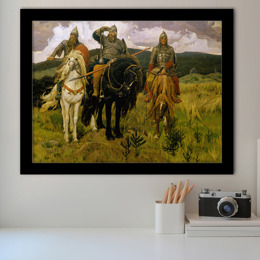 Viktor Vasnetsov Wall Art Bogatyrs Warrior Knights Fine Art Print, Framed Art Print Wall Decor, Framed Picture