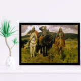 Viktor Vasnetsov Wall Art Bogatyrs Warrior Knights Fine Art Print, Framed Art Print Wall Decor, Framed Picture