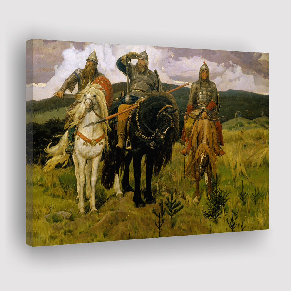 Viktor Vasnetsov Canvas Wall Art Bogatyrs Warrior Knights Fine Art Print, Canvas Print Wall Art Decor, Landscape Art Print