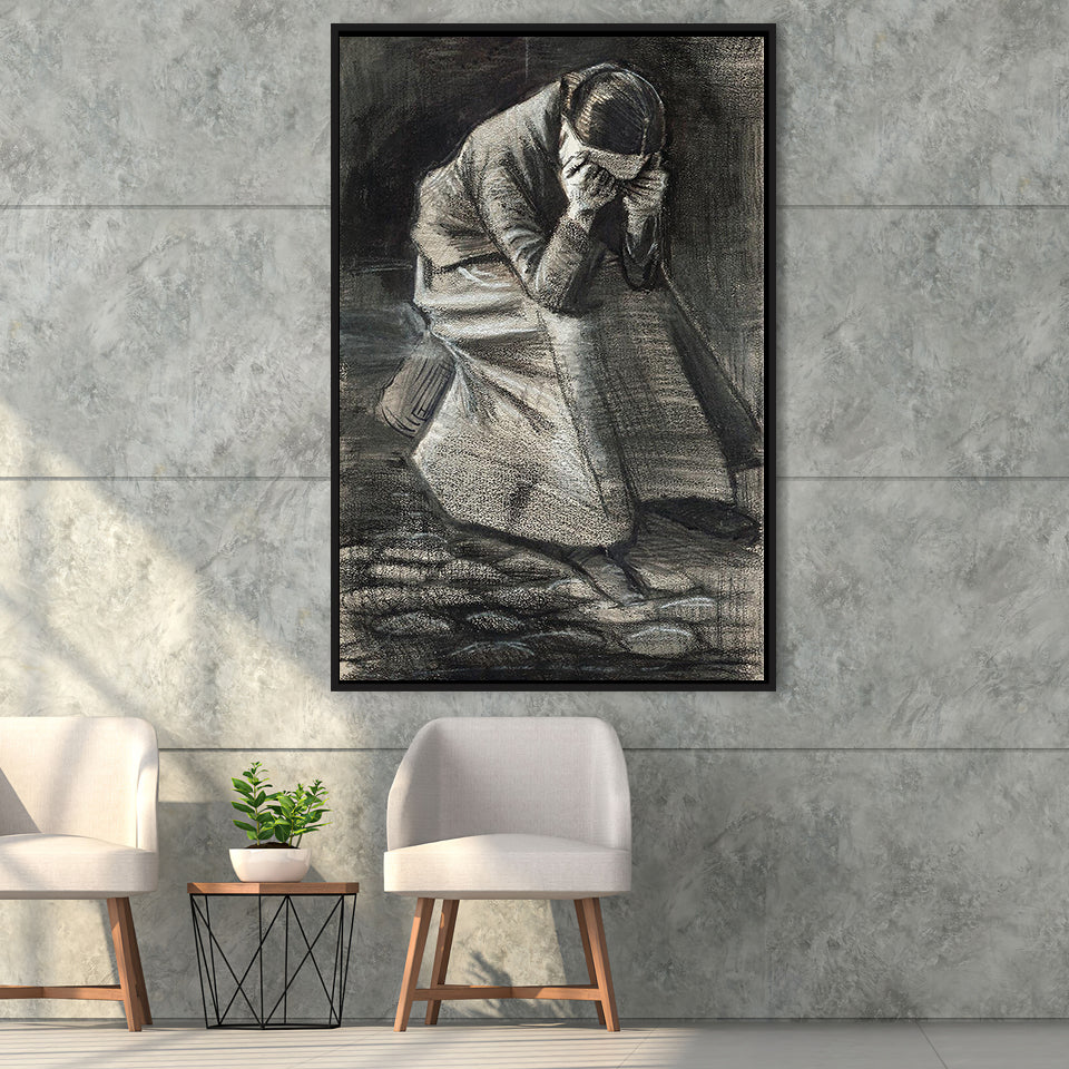 Vincent Van Gogh Weeping Woman Picture Print, Weeping Woman Painting,Framed Canvas Prints Wall Art Decor, Floating Frame