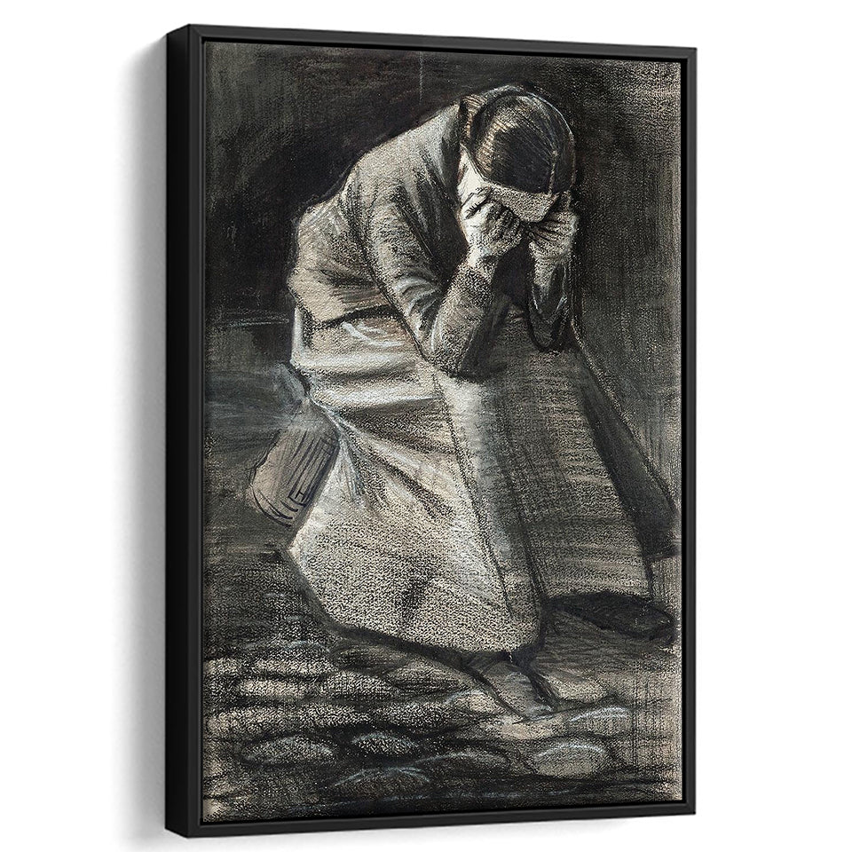 Vincent Van Gogh Weeping Woman Picture Print, Weeping Woman Painting,Framed Canvas Prints Wall Art Decor, Floating Frame