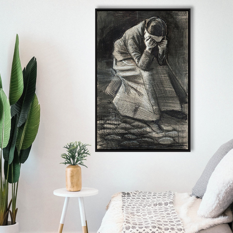 Vincent Van Gogh Weeping Woman Picture Print, Weeping Woman Painting,Framed Canvas Prints Wall Art Decor, Floating Frame