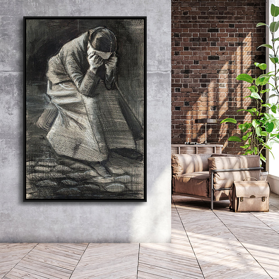 Vincent Van Gogh Weeping Woman Picture Print, Weeping Woman Painting,Framed Canvas Prints Wall Art Decor, Floating Frame