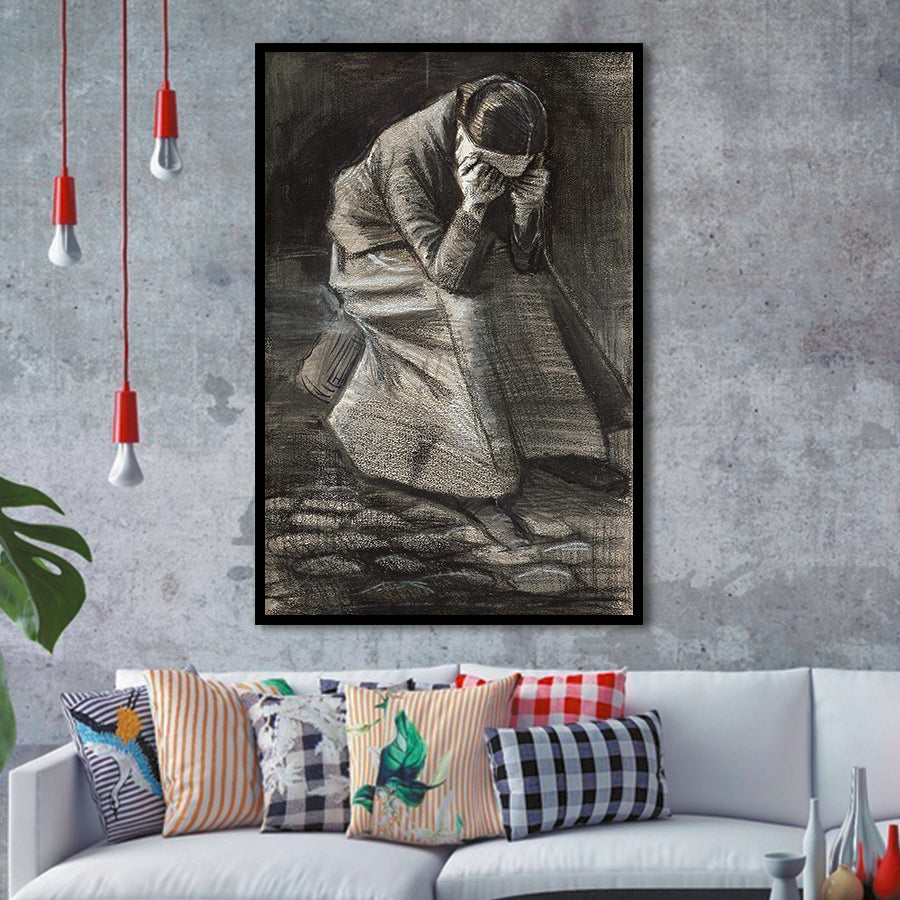 Vincent Van Gogh Weeping Woman Picture Print, Weeping Woman Painting,Framed Art Prints Wall Decor, Picture Framed