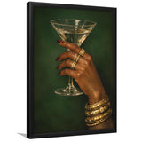 Vintage Afrocentric Wall Art, Martini Art, Sage Green Wall Art, Framed Art Print, Fine Art Wall Decor