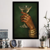 Vintage Afrocentric Wall Art, Martini Art, Sage Green Wall Art, Framed Art Print, Fine Art Wall Decor