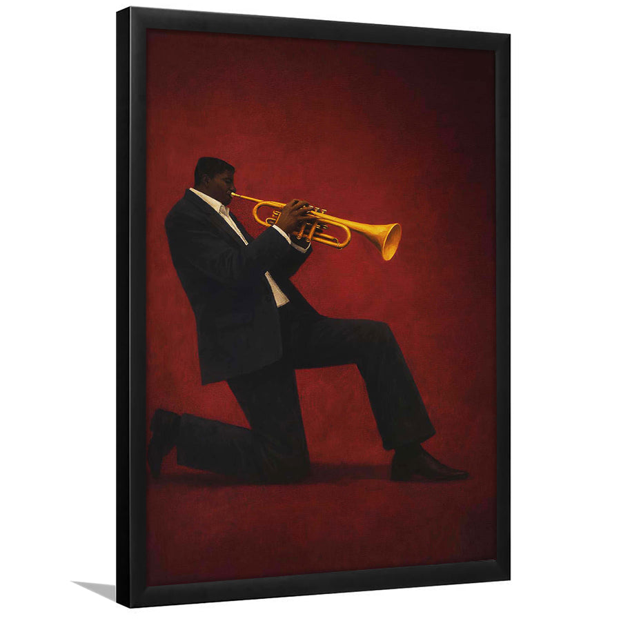 Vintage Jazz Afrocentric Red Wall Art, Retro Music 3, Music Room Art, Framed Art Print, Fine Art Wall Decor