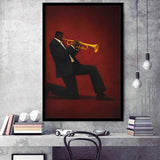 Vintage Jazz Afrocentric Red Wall Art, Retro Music 3, Music Room Art, Framed Art Print, Fine Art Wall Decor