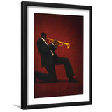 Vintage Jazz Afrocentric Red Wall Art, Retro Music 3, Music Room Art, Framed Art Print White Border