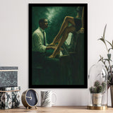 Vintage Jazz Afrocentric Wall Art, Retro Sage Green Music Jazz, Retro Love, Framed Art Print, Fine Art Wall Decor