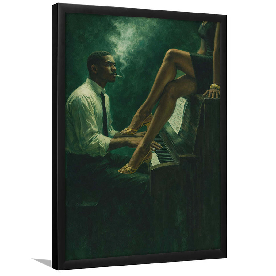 Vintage Jazz Afrocentric Wall Art, Retro Sage Green Music Jazz, Retro Love, Framed Art Print, Fine Art Wall Decor