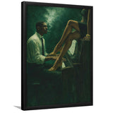 Vintage Jazz Afrocentric Wall Art, Retro Sage Green Music Jazz, Retro Love, Framed Art Print, Fine Art Wall Decor