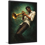 Vintage Jazz Afrocentric Wall Art, Retro Sage Green Music, Music Room Art, Framed Art Print, Fine Art Wall Decor