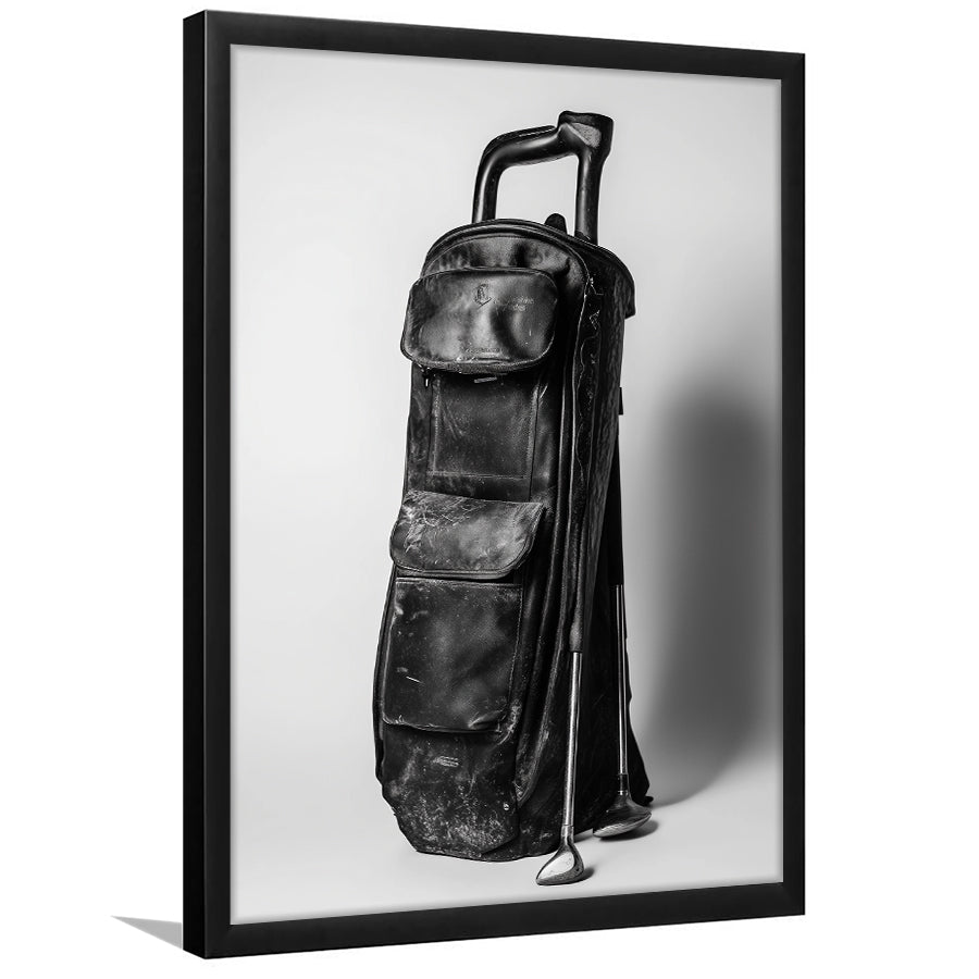 Vintage Old Golf Bag, Black and White, Golf Art, Gift for him, Framed Art Print Wall Decor