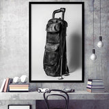 Vintage Old Golf Bag, Black and White, Golf Art, Gift for him, Framed Art Print Wall Decor