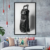 Vintage Old Golf Bag, Black and White, Golf Art, Gift for him, Framed Art Print Wall Decor