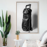 Vintage Old Golf Bag, Black and White, Golf Art Print, Floating Frame, Framed Canvas Print Wall Art