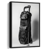 Vintage Old Golf Bag, Black and White, Golf Art Print, Floating Frame, Framed Canvas Print Wall Art