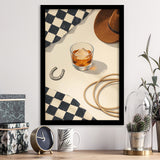 Vintage Western Cowboy Wall Art Print, Rustic Ranch Whiskey Still Life, Framed Art Print, Fine Art Wall Decor