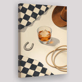 Vintage Western Cowboy Wall Art Print, Rustic Ranch Whiskey Still Life, Canvas Print Wall Art, Wall Decor
