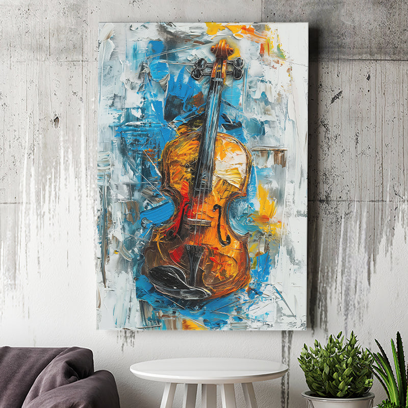 Violin Oil Painting Mixed Color Art, Canvas Prints Wall Art Home Decor, Painting Canvas Art