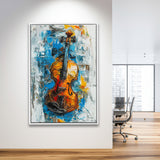 Violin Oil Painting Mixed Color Art, Framed Canvas Prints Wall Art Decor, Floarting Frame Painting Canvas Art
