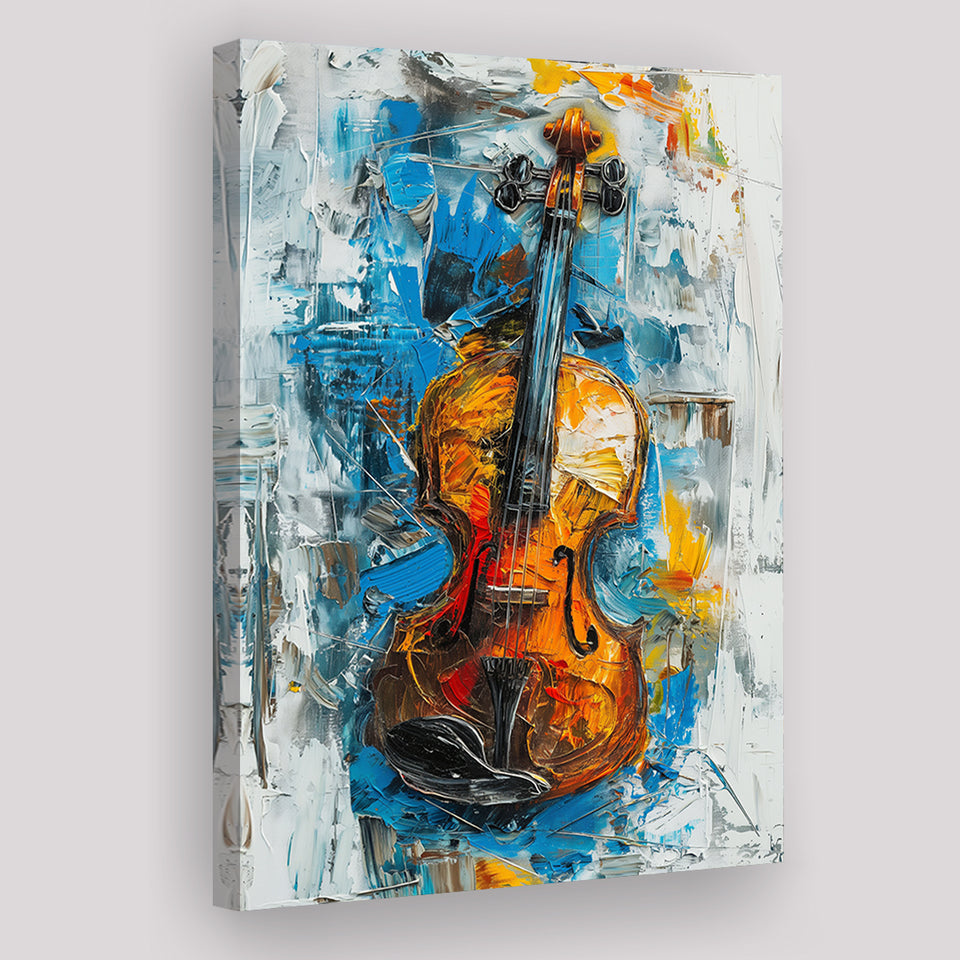 Violin Oil Painting Mixed Color Art, Canvas Prints Wall Art Home Decor, Painting Canvas Art