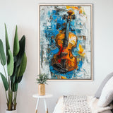 Violin Oil Painting Mixed Color Art, Framed Canvas Prints Wall Art Decor, Floarting Frame Painting Canvas Art