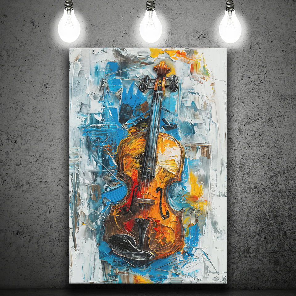 Violin Oil Painting Mixed Color Art, Canvas Prints Wall Art Home Decor, Painting Canvas Art