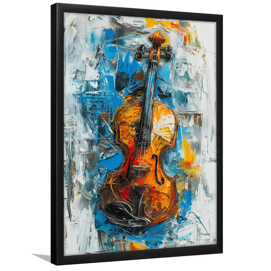 Violin Oil Painting Mixed Color Art, Framed Art Prints Wall Decor, Picture Framed Painting
