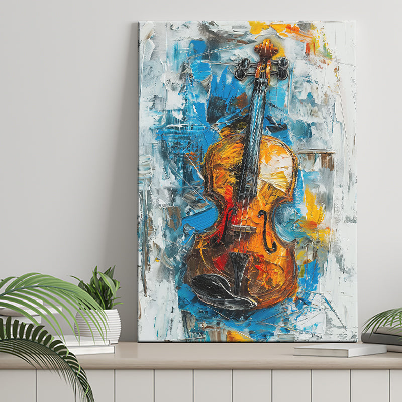 Violin Oil Painting Mixed Color Art, Canvas Prints Wall Art Home Decor, Painting Canvas Art