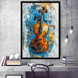 Violin Oil Painting Mixed Color Art, Framed Art Prints Wall Decor, Picture Framed Painting
