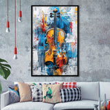 Violin Painting Art Mixed Color, Framed Art Prints Wall Decor, Picture Framed Painting