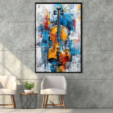 Violin Painting Art Mixed Color, Framed Canvas Prints Wall Art Decor, Floarting Frame Painting Canvas Art