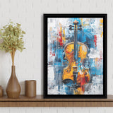 Violin Painting Art Mixed Color, Framed Canvas Prints Wall Art Decor, Floarting Frame Painting Canvas Art