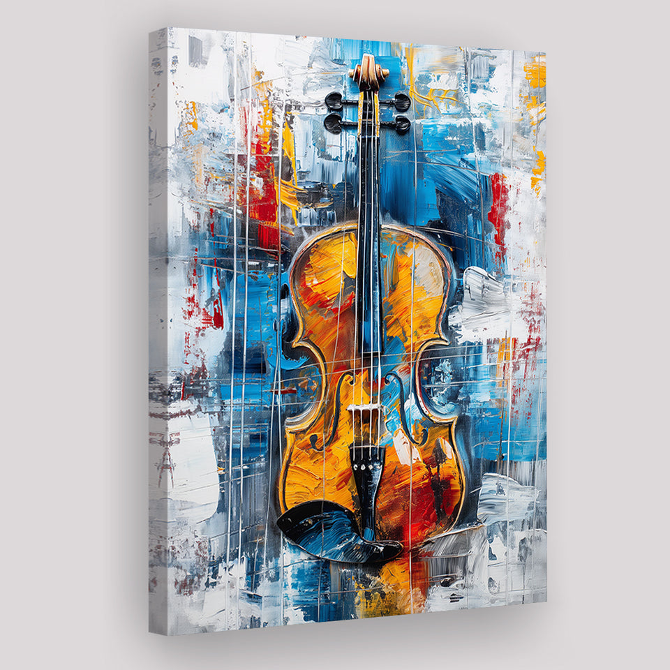 Violin Painting Art Mixed Color, Canvas Prints Wall Art Home Decor, Painting Canvas Art