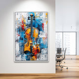 Violin Painting Art Mixed Color, Framed Canvas Prints Wall Art Decor, Floarting Frame Painting Canvas Art