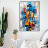 Violin Painting Art Mixed Color, Framed Canvas Prints Wall Art Decor, Floarting Frame Painting Canvas Art