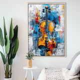 Violin Painting Art Mixed Color, Framed Canvas Prints Wall Art Decor, Floarting Frame Painting Canvas Art