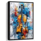 Violin Painting Art Mixed Color, Framed Canvas Prints Wall Art Decor, Floarting Frame Painting Canvas Art