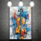 Violin Painting Art Mixed Color, Canvas Prints Wall Art Home Decor, Painting Canvas Art