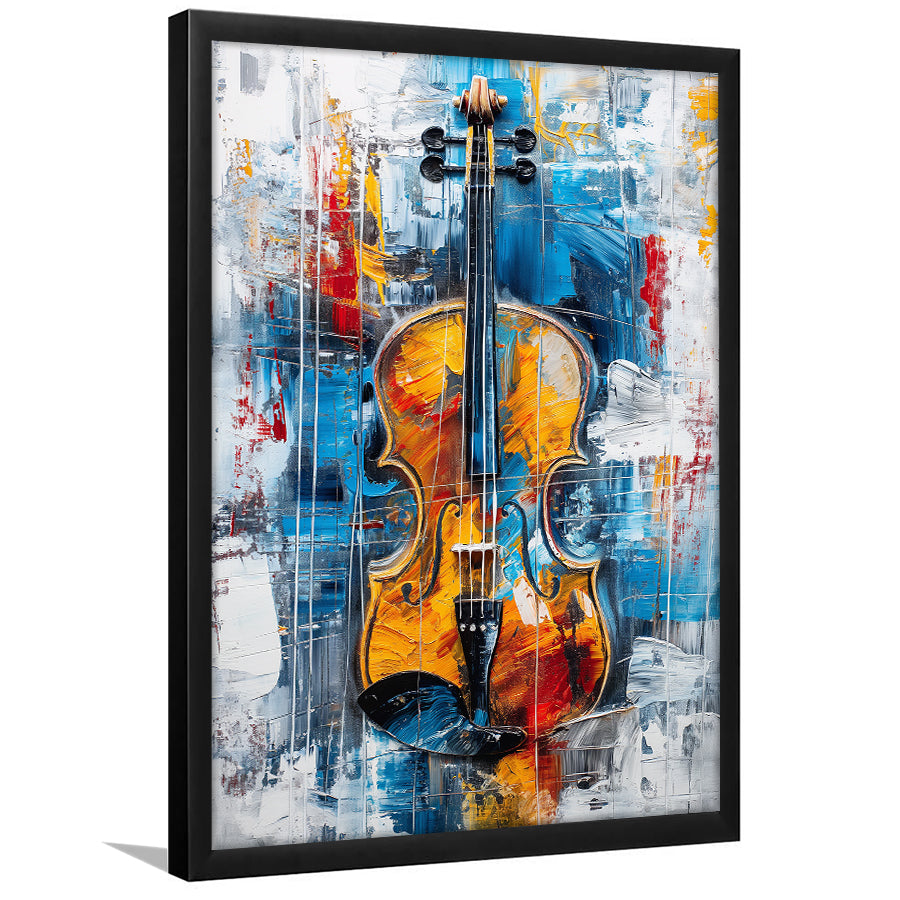 Violin Painting Art Mixed Color, Framed Art Prints Wall Decor, Picture Framed Painting