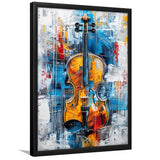 Violin Painting Art Mixed Color, Framed Art Prints Wall Decor, Picture Framed Painting