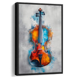 Violin Watercolor Mixed Color Art, Framed Canvas Prints Wall Art Decor, Floarting Frame Painting Canvas Art